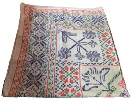 Hand Made Cotton Nakshi Katha White and Multi Color